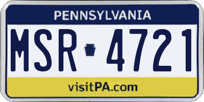 PA license plate MSR4721