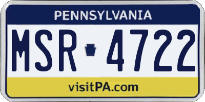 PA license plate MSR4722