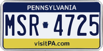 PA license plate MSR4725