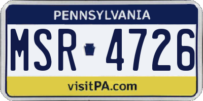 PA license plate MSR4726