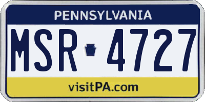PA license plate MSR4727