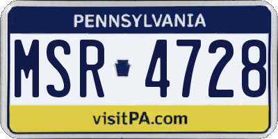 PA license plate MSR4728