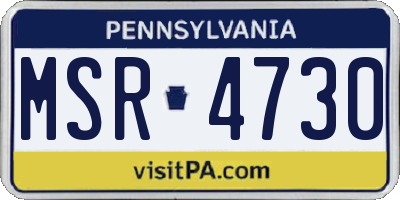 PA license plate MSR4730