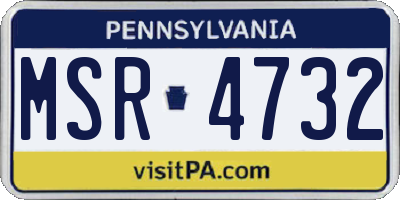 PA license plate MSR4732
