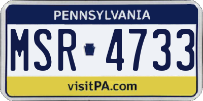 PA license plate MSR4733