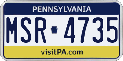 PA license plate MSR4735