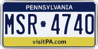 PA license plate MSR4740
