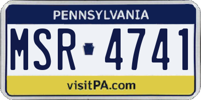 PA license plate MSR4741