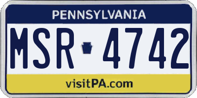 PA license plate MSR4742