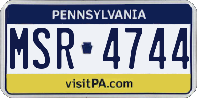 PA license plate MSR4744