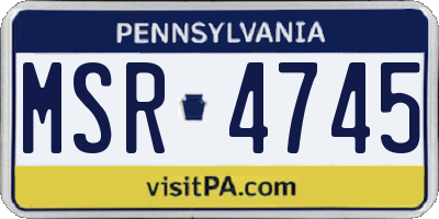 PA license plate MSR4745
