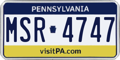 PA license plate MSR4747