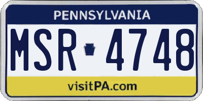 PA license plate MSR4748