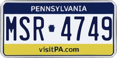 PA license plate MSR4749