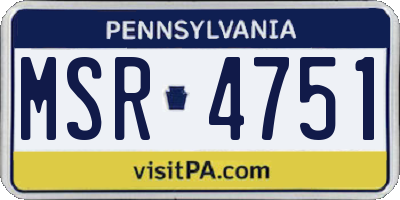 PA license plate MSR4751
