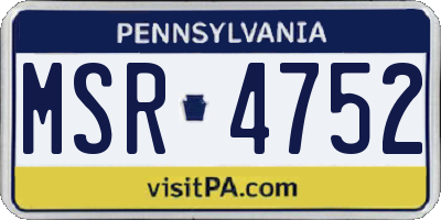 PA license plate MSR4752