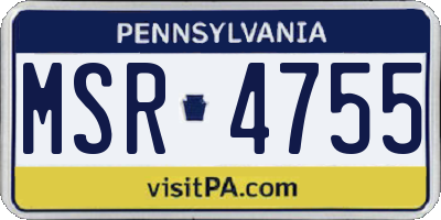 PA license plate MSR4755