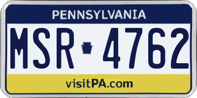 PA license plate MSR4762