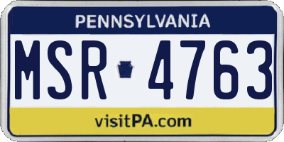 PA license plate MSR4763
