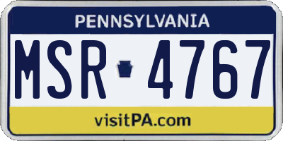 PA license plate MSR4767