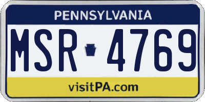 PA license plate MSR4769