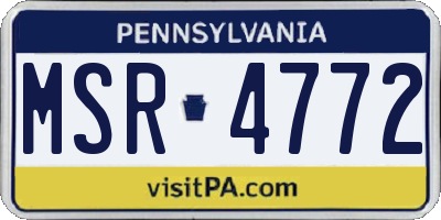 PA license plate MSR4772