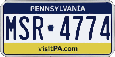 PA license plate MSR4774