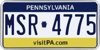 PA license plate MSR4775