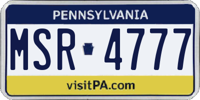 PA license plate MSR4777