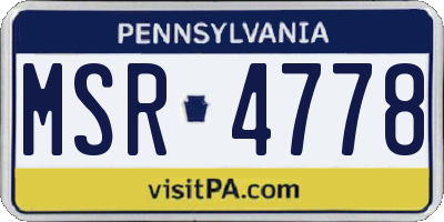 PA license plate MSR4778