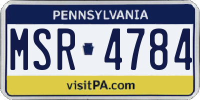 PA license plate MSR4784