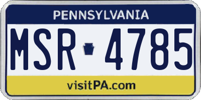 PA license plate MSR4785