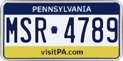 PA license plate MSR4789