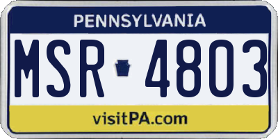 PA license plate MSR4803