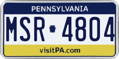 PA license plate MSR4804