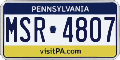 PA license plate MSR4807