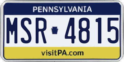 PA license plate MSR4815