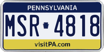 PA license plate MSR4818