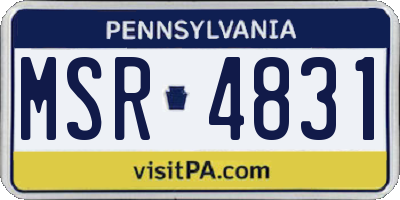 PA license plate MSR4831