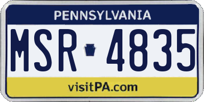 PA license plate MSR4835