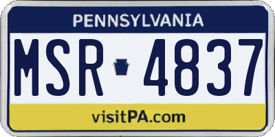 PA license plate MSR4837