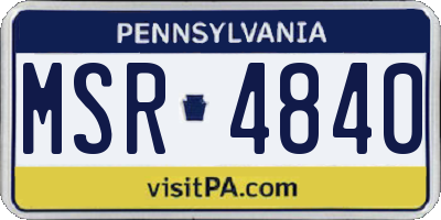 PA license plate MSR4840
