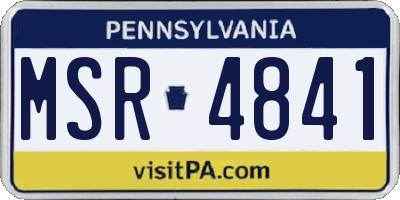 PA license plate MSR4841