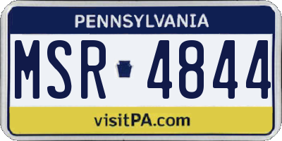 PA license plate MSR4844