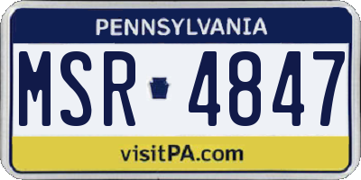 PA license plate MSR4847