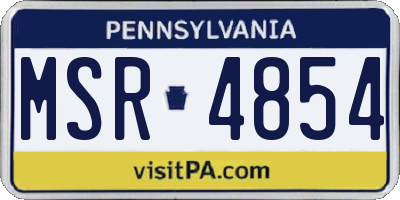 PA license plate MSR4854