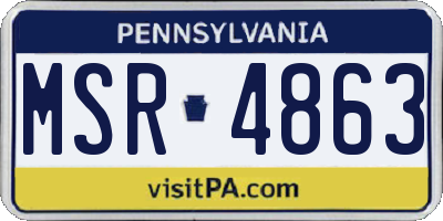 PA license plate MSR4863