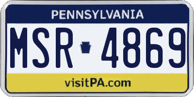 PA license plate MSR4869