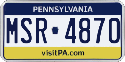 PA license plate MSR4870