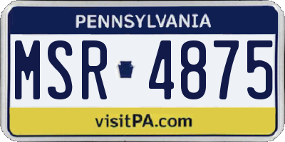 PA license plate MSR4875